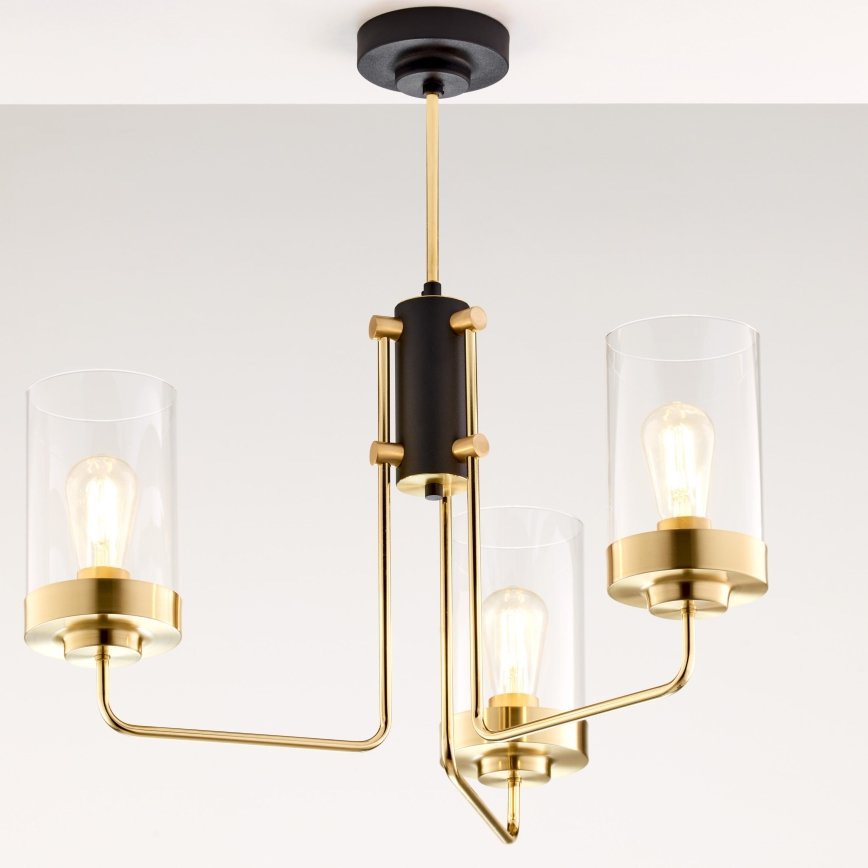 Jupiter 2087 - Stångmonterad taklampa RAMIREZ 3xE27/15W/230V guld/svart