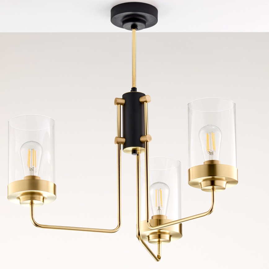 Jupiter 2087 - Stångmonterad taklampa RAMIREZ 3xE27/15W/230V guld/svart