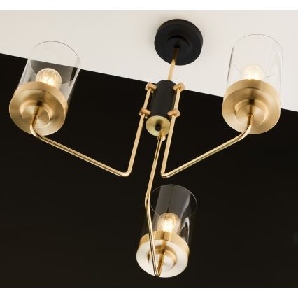 Jupiter 2087 - Stångmonterad taklampa RAMIREZ 3xE27/15W/230V guld/svart