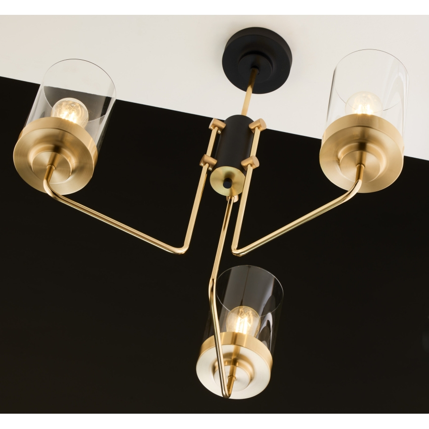 Jupiter 2087 - Stångmonterad taklampa RAMIREZ 3xE27/15W/230V guld/svart