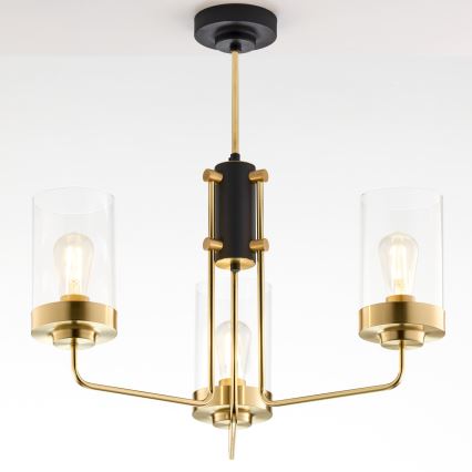 Jupiter 2087 - Stångmonterad taklampa RAMIREZ 3xE27/15W/230V guld/svart