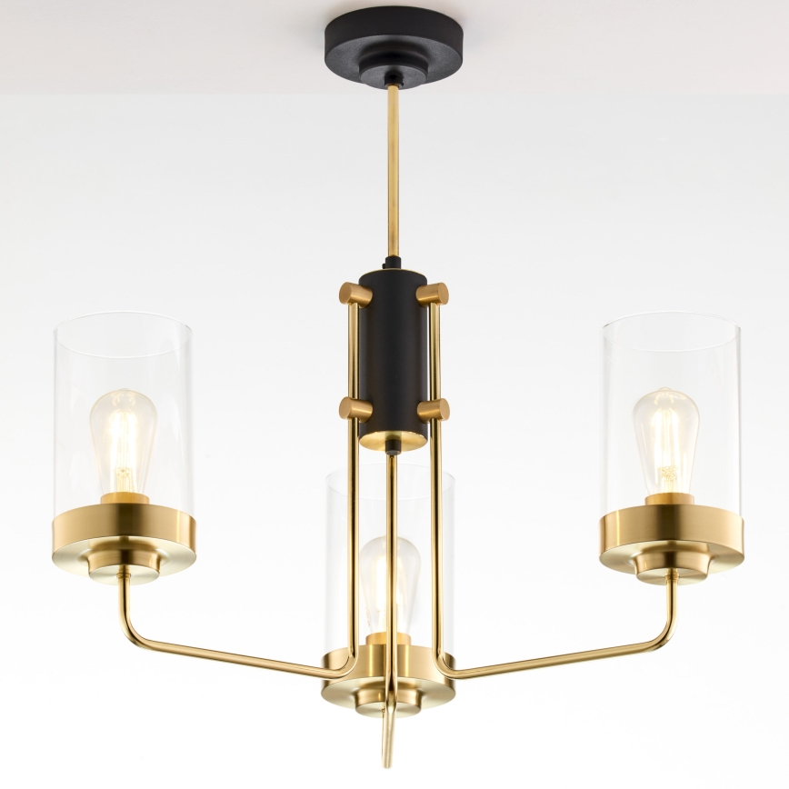 Jupiter 2087 - Stångmonterad taklampa RAMIREZ 3xE27/15W/230V guld/svart