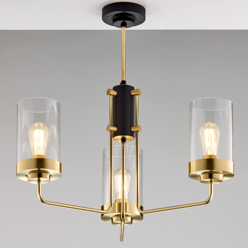 Jupiter 2087 - Stångmonterad taklampa RAMIREZ 3xE27/15W/230V guld/svart