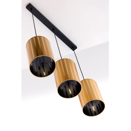Jupiter 2092 - Takpendel på vajer CORTINA 3xE27/15W/230V guld/svart