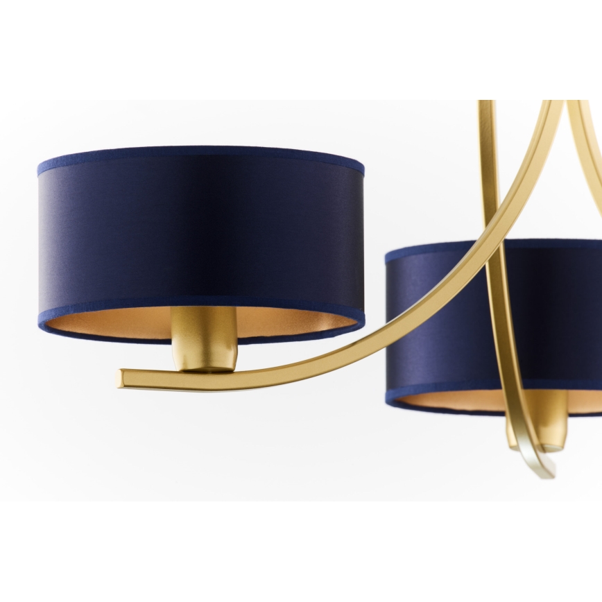 Jupiter 2093 - Ljuskrona med kedja ARTHUR 3xE27/15W/230V blå/guld