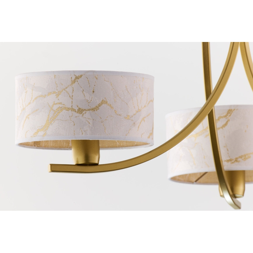 Jupiter 2096 - Ljuskrona med kedja ARTHUR 3xE27/15W/230V vit/guld/marmordekor