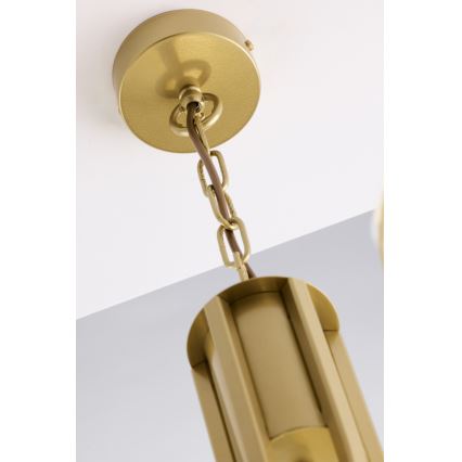 Jupiter 2096 - Ljuskrona med kedja ARTHUR 3xE27/15W/230V vit/guld/marmordekor