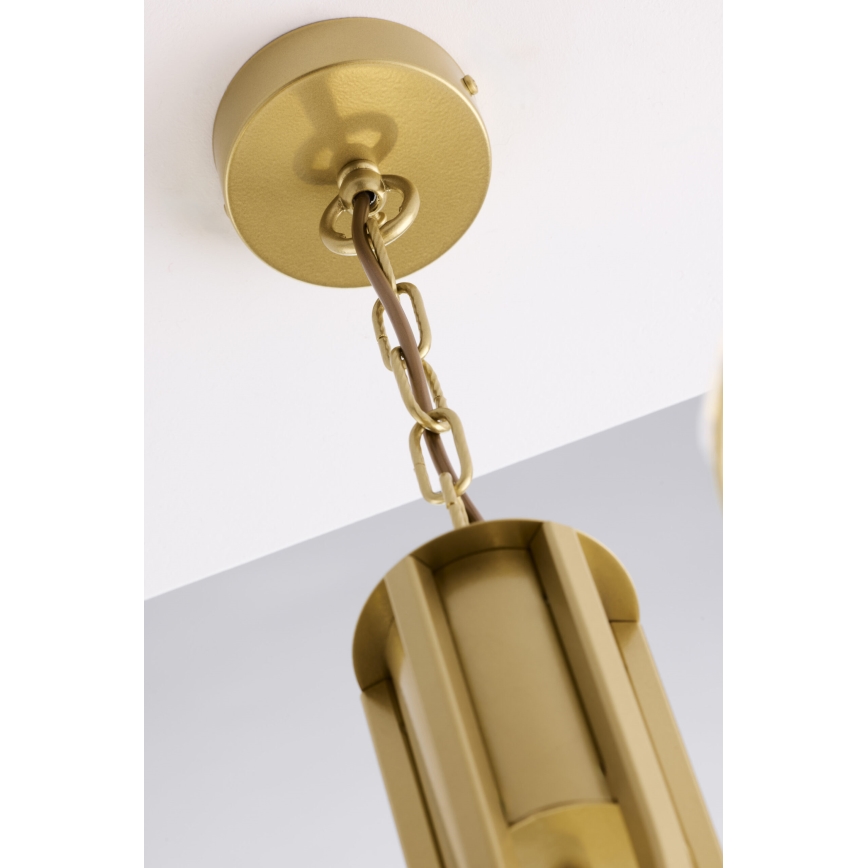 Jupiter 2096 - Ljuskrona med kedja ARTHUR 3xE27/15W/230V vit/guld/marmordekor