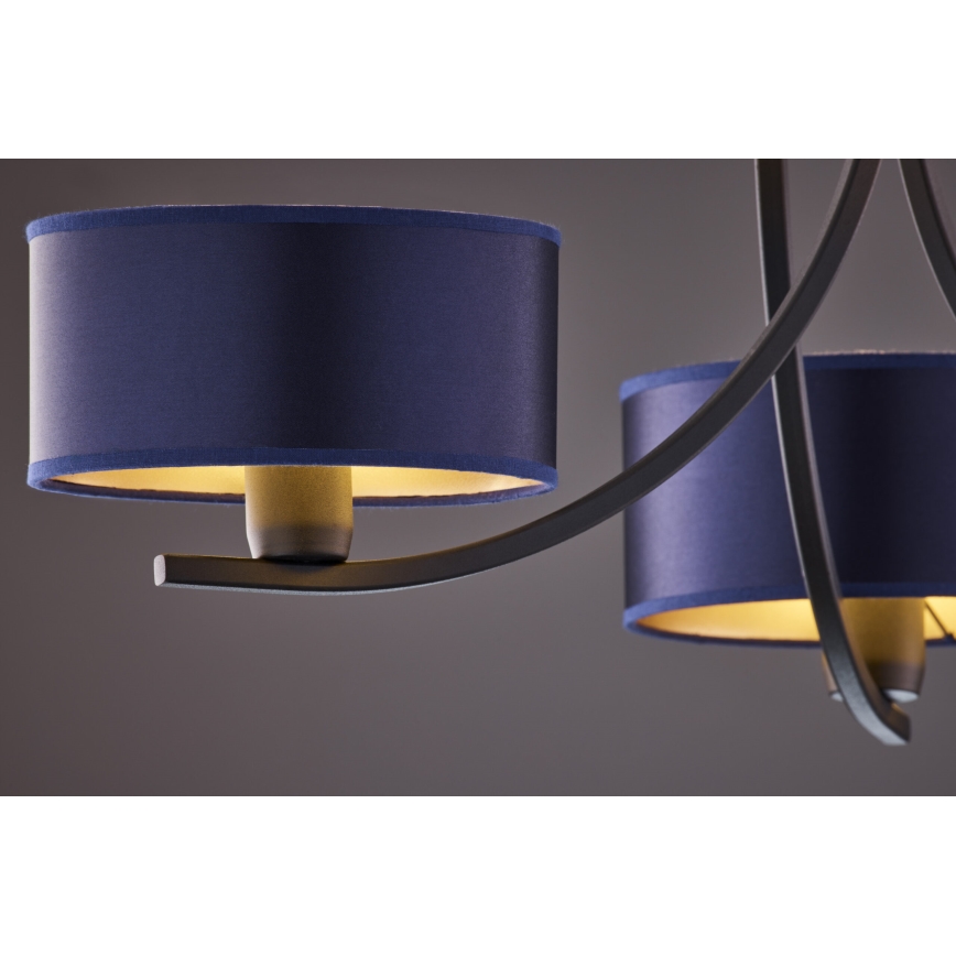 Jupiter 2099 - Ljuskrona med kedja ARTHUR 3xE27/15W/230V blå/svart