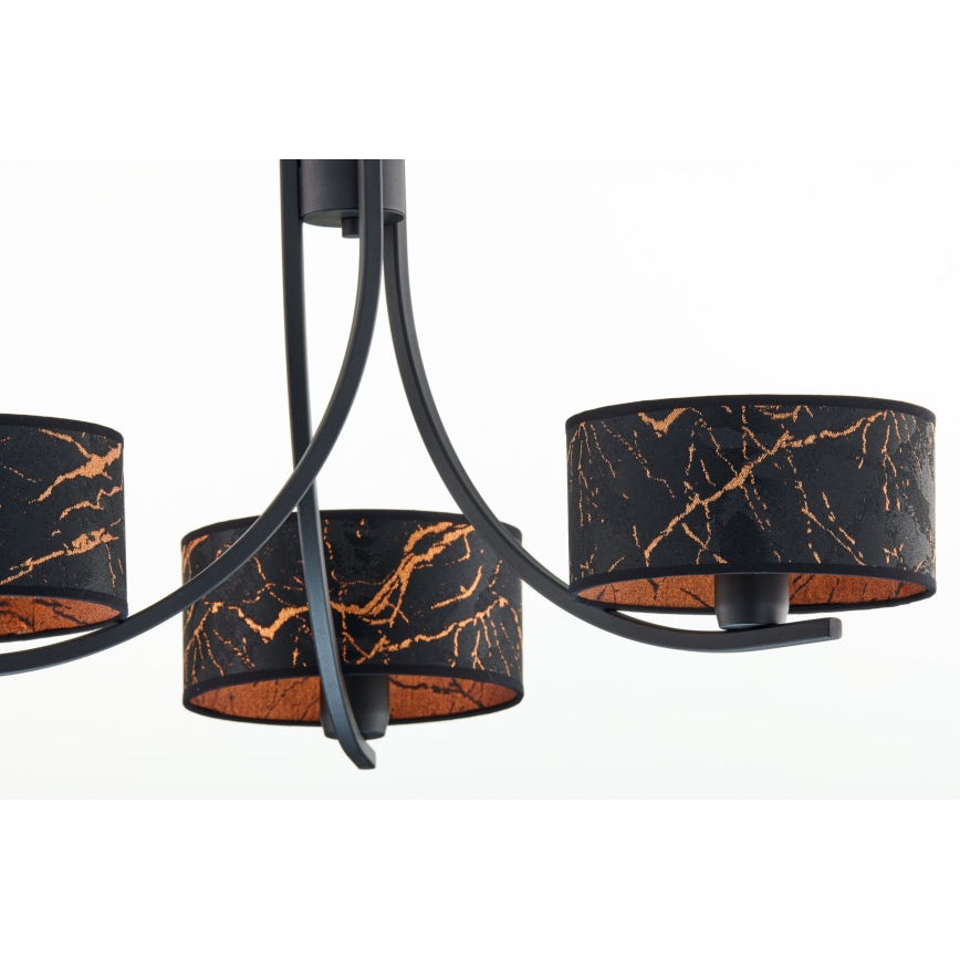 Jupiter 2106 - Hänglampa med kedja ARTHUR 3xE27/15W/230V svart/orange/marmordekor