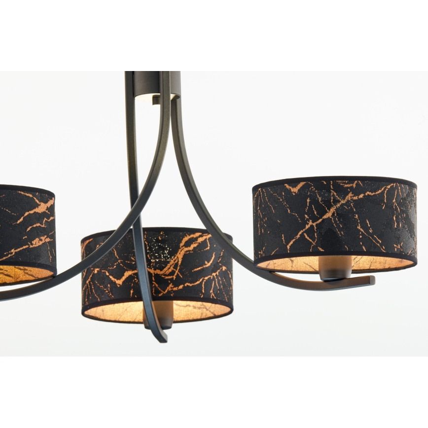 Jupiter 2106 - Hänglampa med kedja ARTHUR 3xE27/15W/230V svart/orange/marmordekor