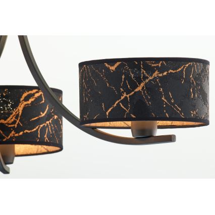 Jupiter 2106 - Hänglampa med kedja ARTHUR 3xE27/15W/230V svart/orange/marmordekor