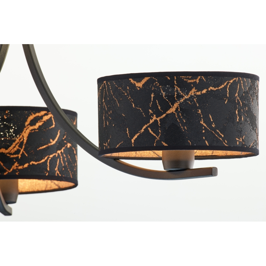 Jupiter 2106 - Hänglampa med kedja ARTHUR 3xE27/15W/230V svart/orange/marmordekor