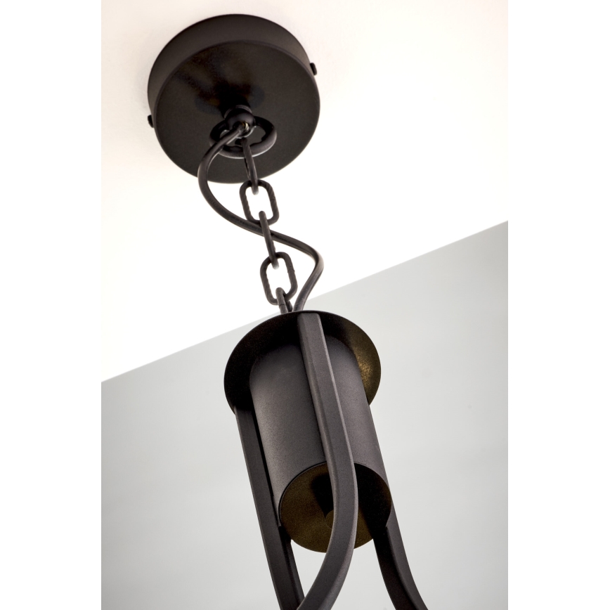 Jupiter 2106 - Hänglampa med kedja ARTHUR 3xE27/15W/230V svart/orange/marmordekor