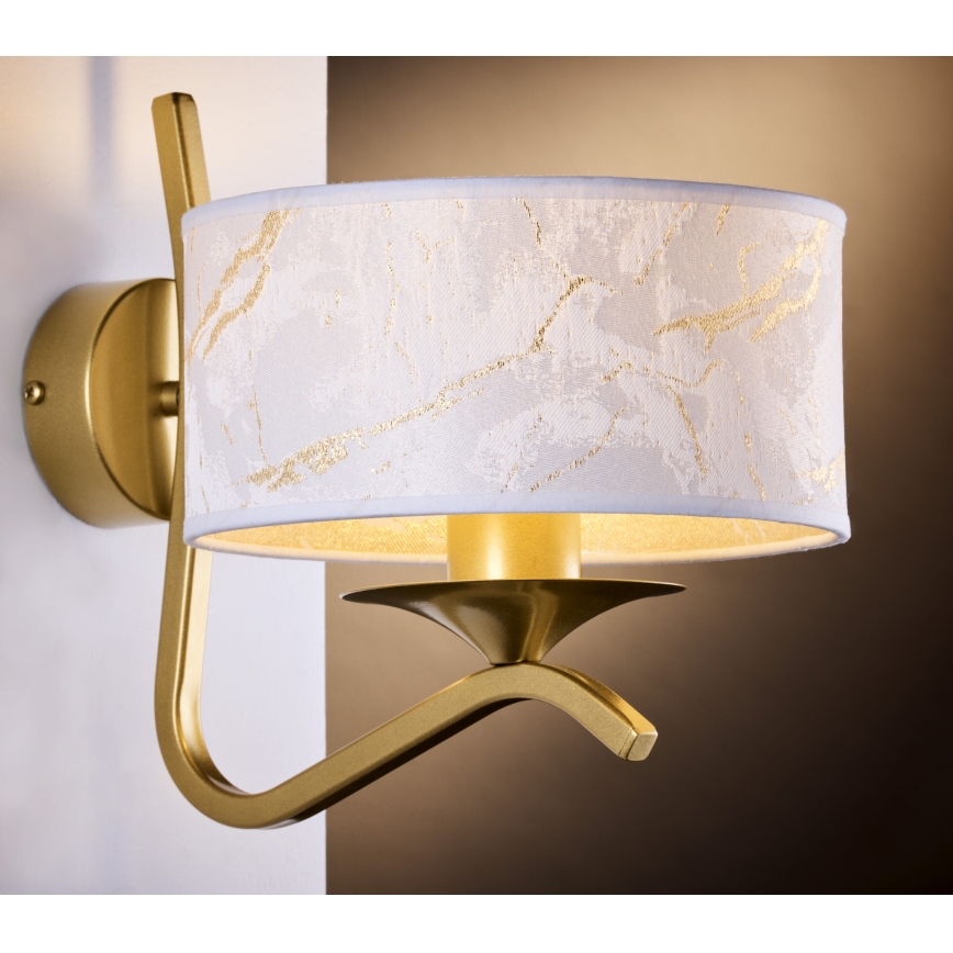 Jupiter 2111 - Vägglampa KASZMIR 1xE27/15W/230V vit/guld/marmordekor