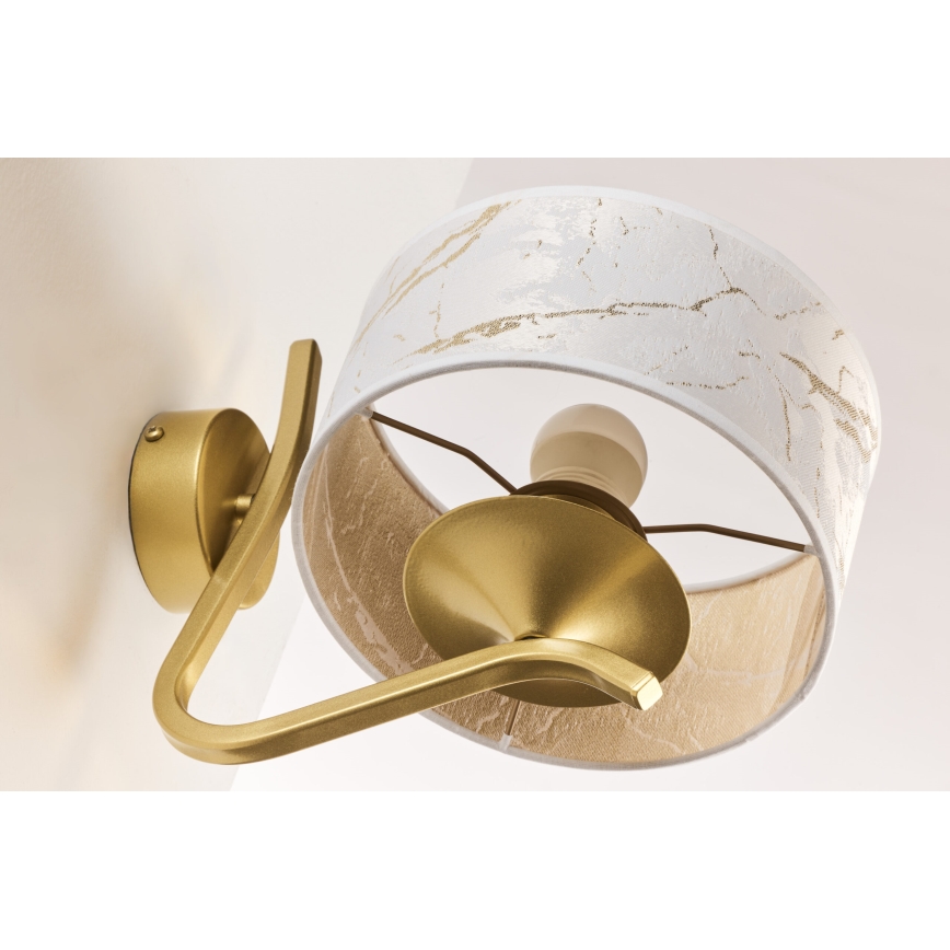 Jupiter 2111 - Vägglampa KASZMIR 1xE27/15W/230V vit/guld/marmordekor