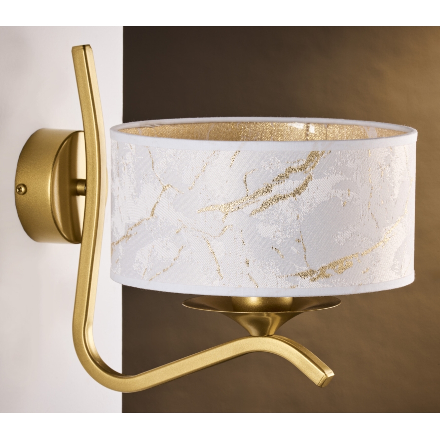 Jupiter 2111 - Vägglampa KASZMIR 1xE27/15W/230V vit/guld/marmordekor