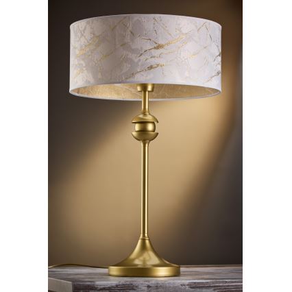 Jupiter 2112 - Bordslampa KASZMIR 1xE27/15W/230V vit/guld/marmordekor