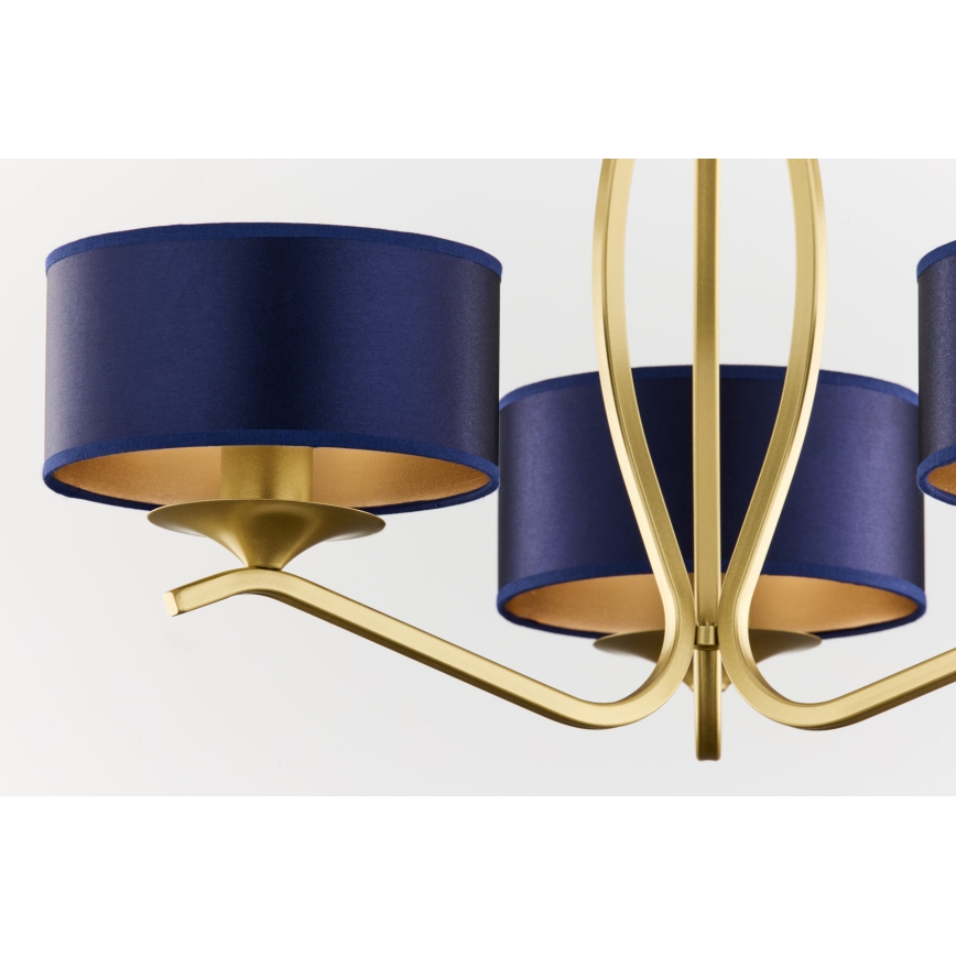 Jupiter 2113 - Taklampa med stång KASZMIR 3xE27/15W/230V blå/guld