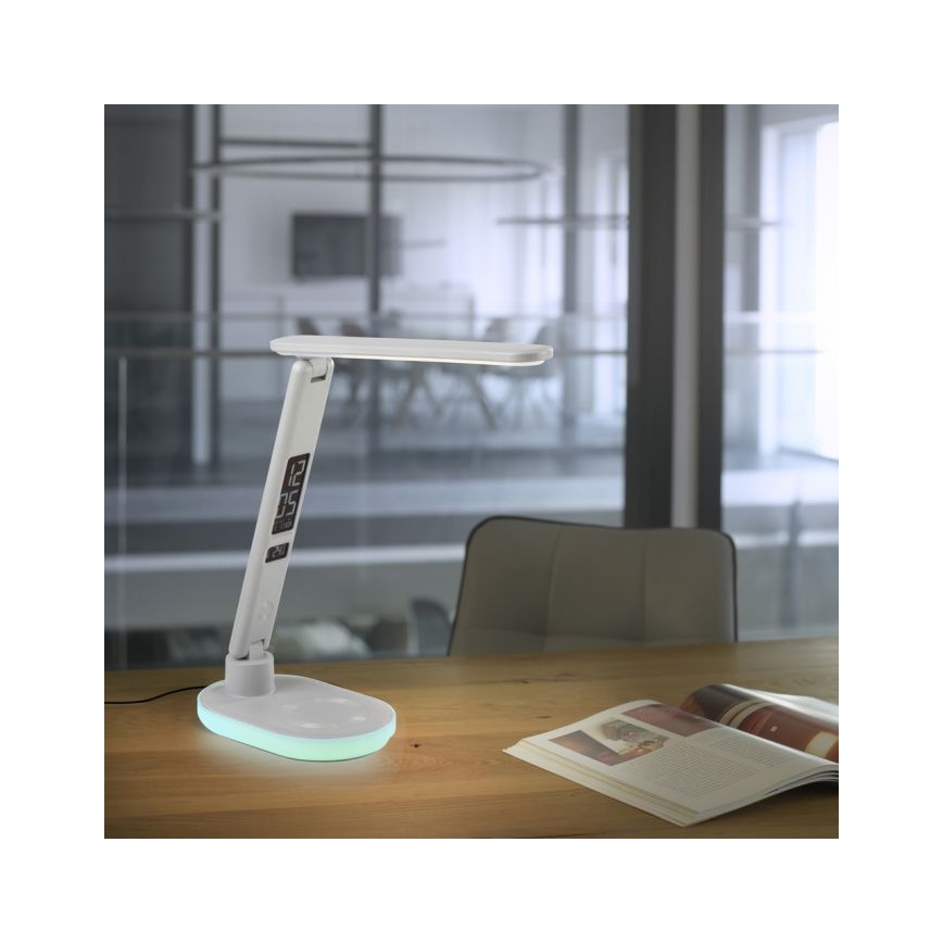 JUST LIGHT. 11018-16 - LED RGBW Dimbar Touch Bords- och Skrivbordslampa med Trådlös Laddning TINA LED/4W/230V Vit