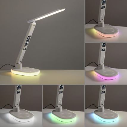 JUST LIGHT. 11018-16 - LED RGBW Dimbar Touch Bords- och Skrivbordslampa med Trådlös Laddning TINA LED/4W/230V Vit