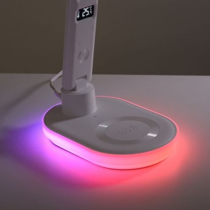 JUST LIGHT. 11018-16 - LED RGBW Dimbar Touch Bords- och Skrivbordslampa med Trådlös Laddning TINA LED/4W/230V Vit