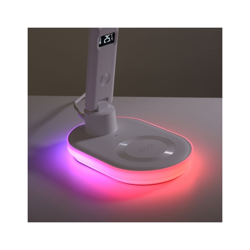 JUST LIGHT. 11018-16 - LED RGBW Dimbar Touch Bords- och Skrivbordslampa med Trådlös Laddning TINA LED/4W/230V Vit