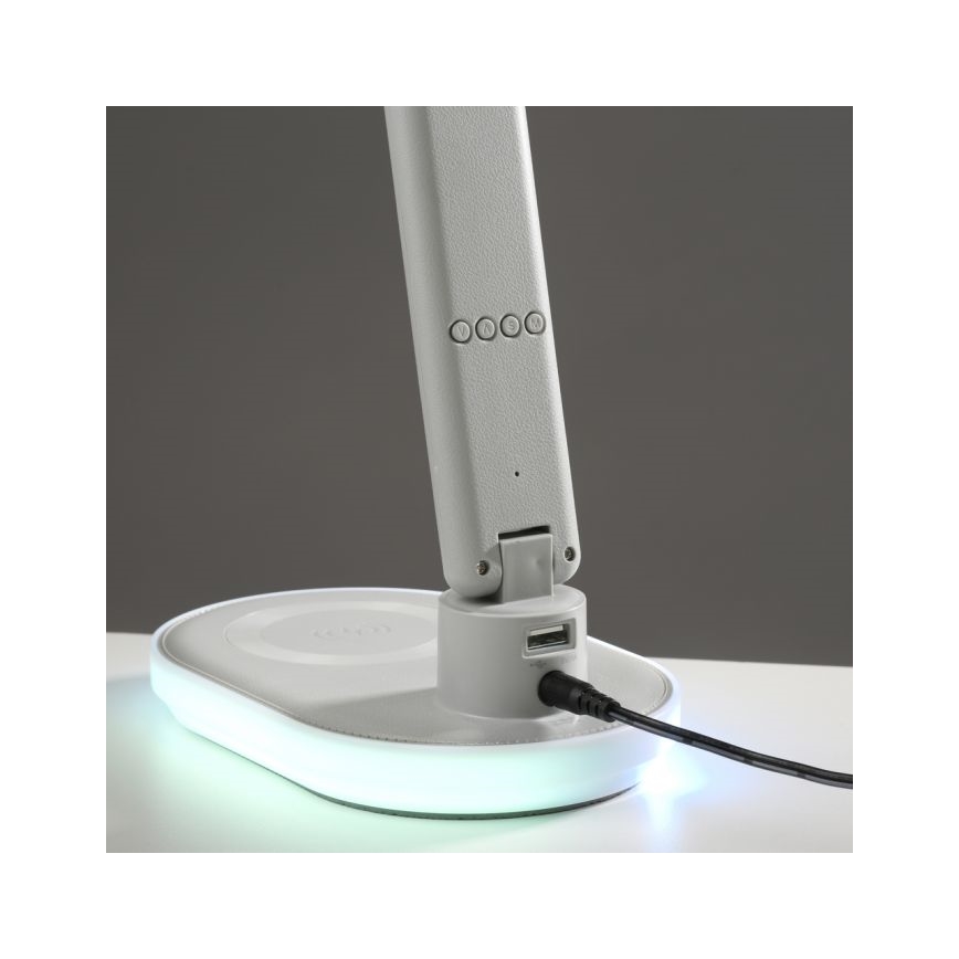 JUST LIGHT. 11018-16 - LED RGBW Dimbar Touch Bords- och Skrivbordslampa med Trådlös Laddning TINA LED/4W/230V Vit