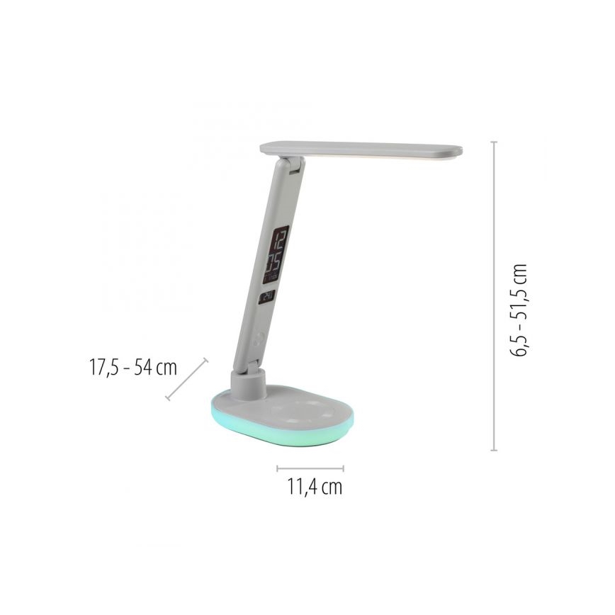JUST LIGHT. 11018-16 - LED RGBW Dimbar Touch Bords- och Skrivbordslampa med Trådlös Laddning TINA LED/4W/230V Vit