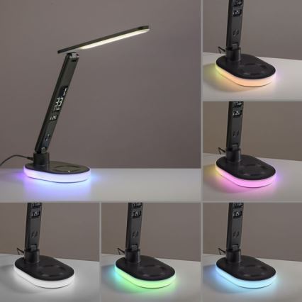 JUST LIGHT. 11018-18 - LED RGBW dimbar bordslampa med touchdimmer och trådlös laddning TINA LED/4W/230V svart