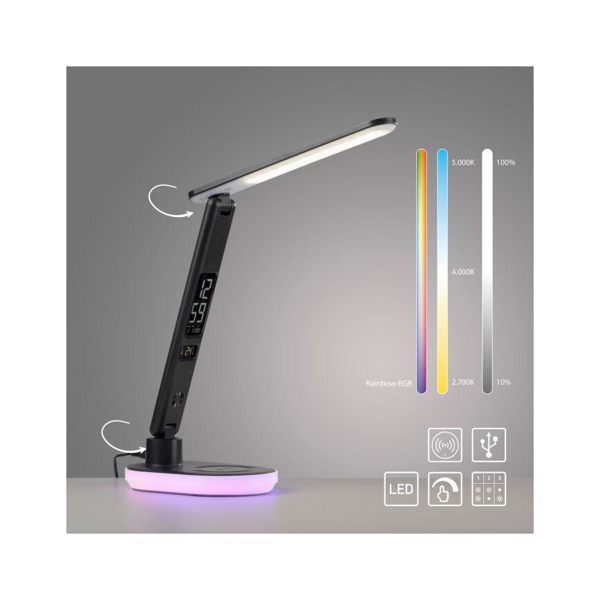 JUST LIGHT. 11018-18 - LED RGBW LED Dimbar touch bordslampa med trådlös laddning TINA LED/4W/230V