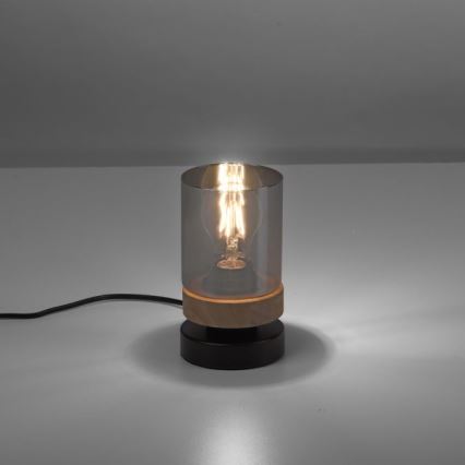 JUST LIGHT. 11310-18 - Bordslampa PASQUAL 1xE27/40W/230V svart/gummiträd