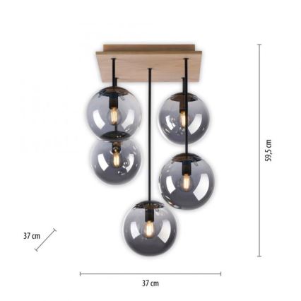JUST LIGHT. 11395-79 - Pendelkrona WIDOW 5xE14/25W/230V ek