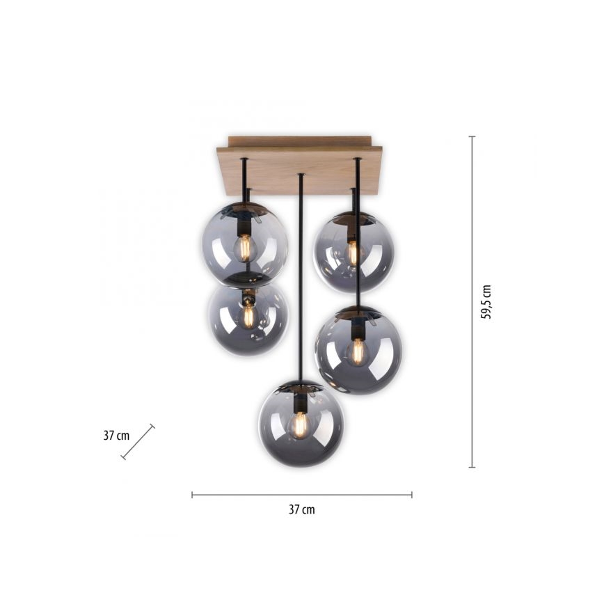 JUST LIGHT. 11395-79 - Pendelkrona WIDOW 5xE14/25W/230V ek