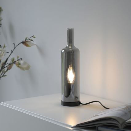 JUST LIGHT. 14006-25 - Bordslampa BOTTLE 1xE14/25W/230V svart/rökfärgad