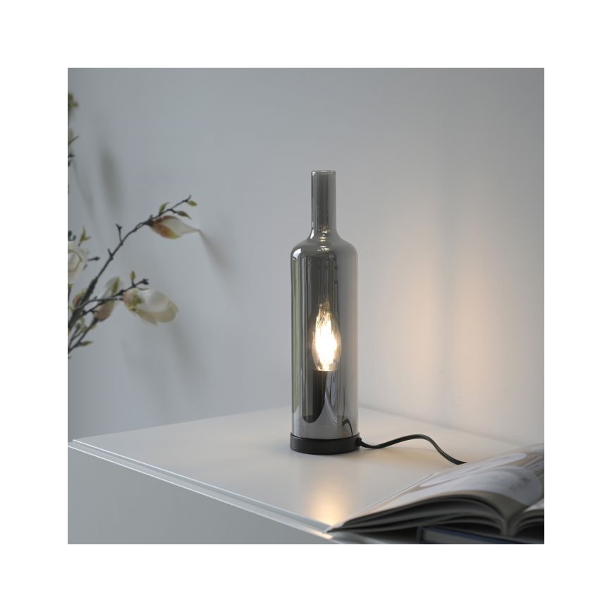 JUST LIGHT. 14006-25 - Bordslampa BOTTLE 1xE14/25W/230V svart/rökfärgad
