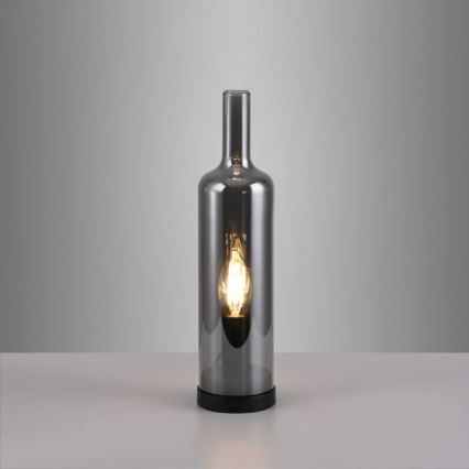 JUST LIGHT. 14006-25 - Bordslampa BOTTLE 1xE14/25W/230V svart/rökfärgad