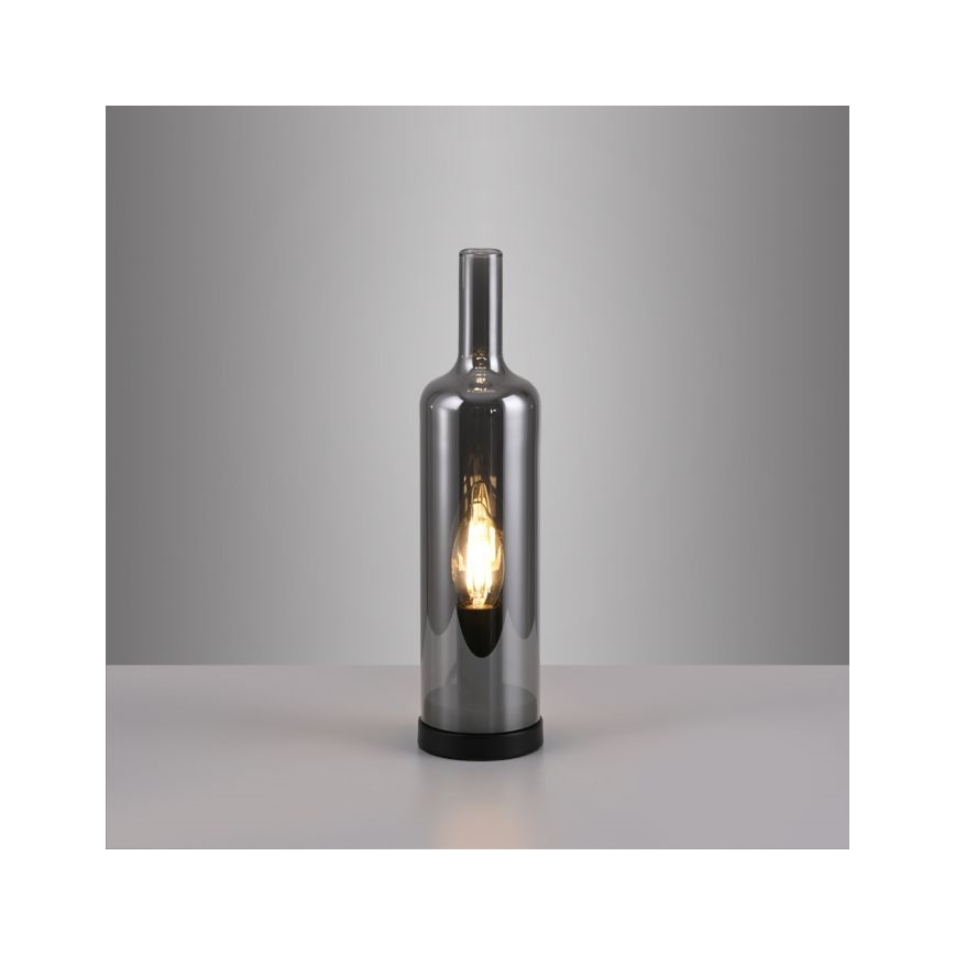 JUST LIGHT. 14006-25 - Bordslampa BOTTLE 1xE14/25W/230V svart/rökfärgad
