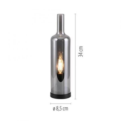 JUST LIGHT. 14006-25 - Bordslampa BOTTLE 1xE14/25W/230V svart/rökfärgad
