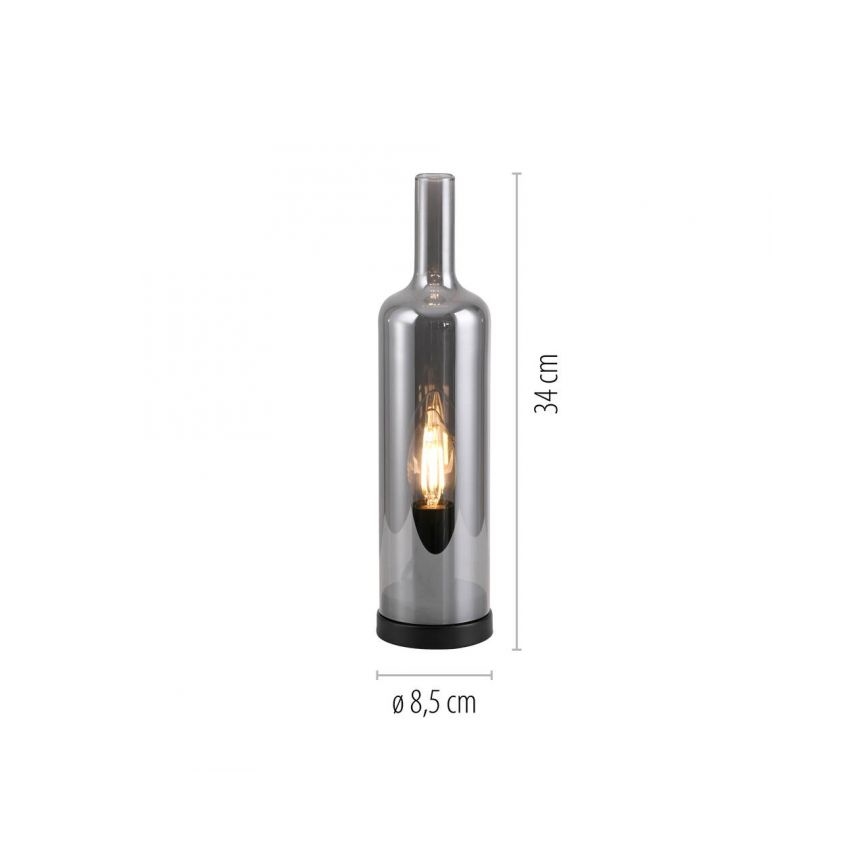 JUST LIGHT. 14006-25 - Bordslampa BOTTLE 1xE14/25W/230V svart/rökfärgad