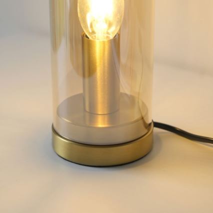 JUST LIGHT. 14006-27 - Bordslampa BOTTLE 1xE14/25W/230V beige/rökfärgad