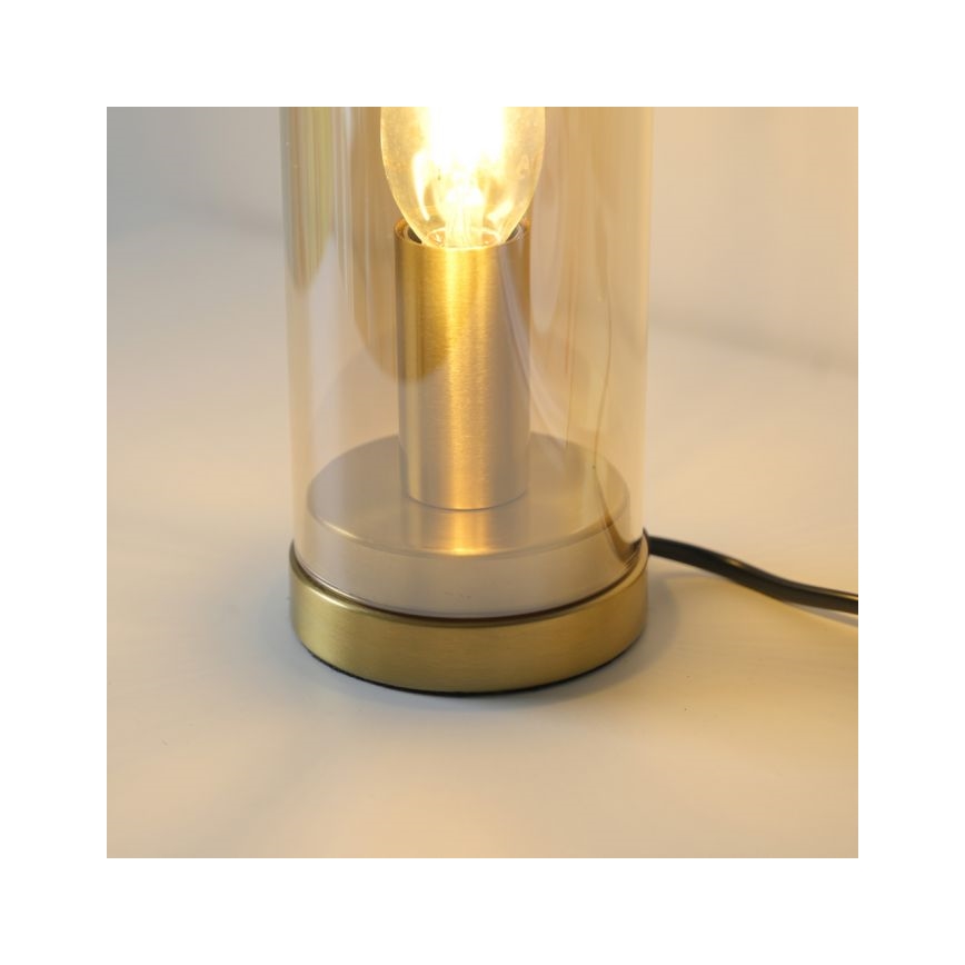 JUST LIGHT. 14006-27 - Bordslampa BOTTLE 1xE14/25W/230V beige/rökfärgad