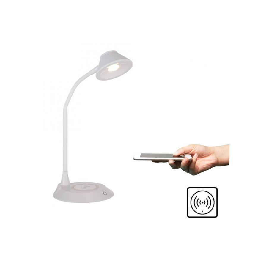 JUST LIGHT. 14414-16 - Dimbbar, flexibel touchstyrd LED-bordslampa med trådlös laddning PUCKI LED/4,5W/230V vit