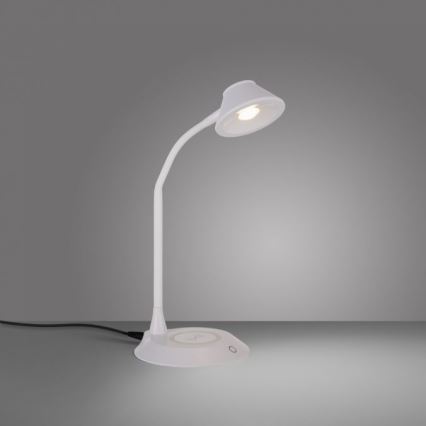 JUST LIGHT. 14414-16 - Dimbar flexibel beröringsskärm skrivbordslampa med trådlös laddning PUCKI LED/4,5W/230V vit