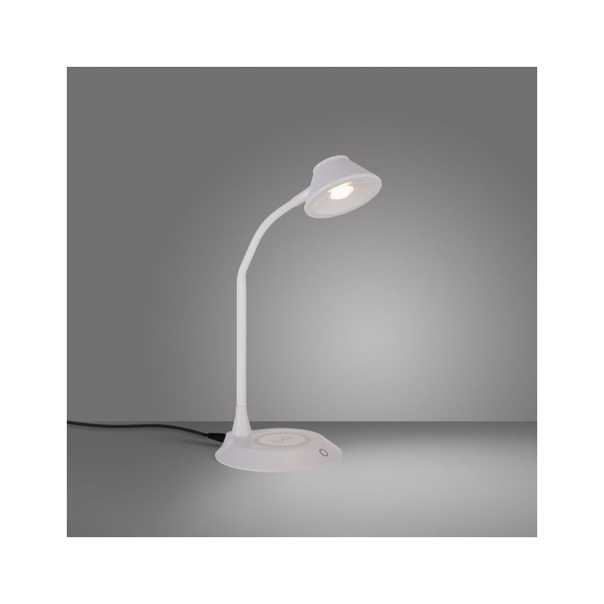 JUST LIGHT. 14414-16 - Dimbar flexibel beröringsskärm skrivbordslampa med trådlös laddning PUCKI LED/4,5W/230V vit