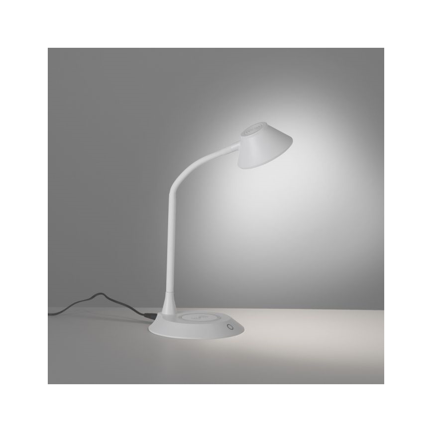 JUST LIGHT. 14414-16 - Dimbar flexibel beröringsskärm skrivbordslampa med trådlös laddning PUCKI LED/4,5W/230V vit