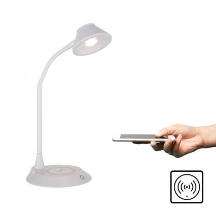 JUST LIGHT. 14414-16 - Dimbar flexibel beröringsskärm skrivbordslampa med trådlös laddning PUCKI LED/4,5W/230V vit