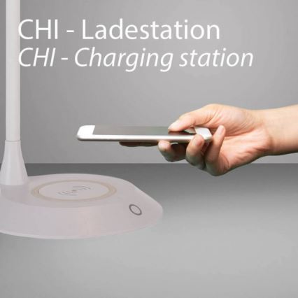 JUST LIGHT. 14414-16 - Dimbar flexibel beröringsskärm skrivbordslampa med trådlös laddning PUCKI LED/4,5W/230V vit