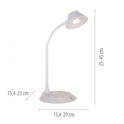 JUST LIGHT. 14414-16 - Dimbar flexibel beröringsskärm skrivbordslampa med trådlös laddning PUCKI LED/4,5W/230V vit