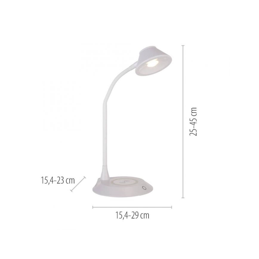 JUST LIGHT. 14414-16 - Dimbar flexibel beröringsskärm skrivbordslampa med trådlös laddning PUCKI LED/4,5W/230V vit